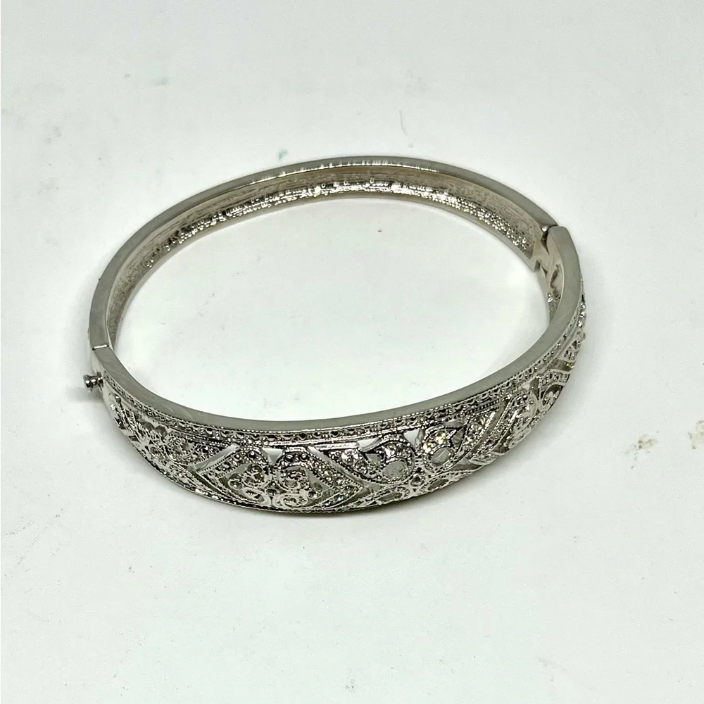 Austrian Crystal Filigree Bangle Bracelet